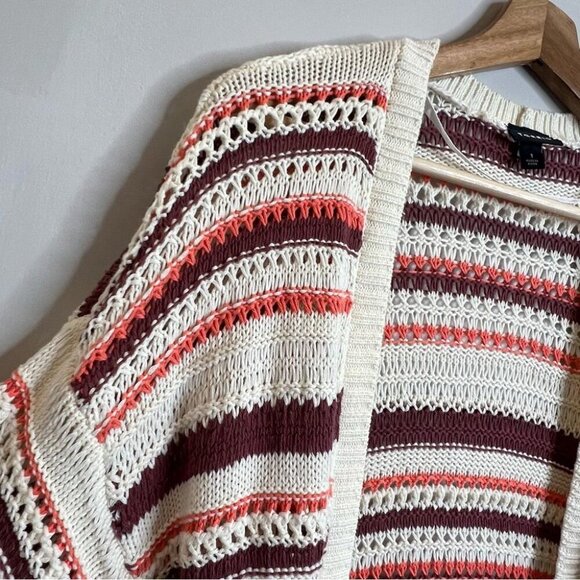 Torrid Womens Size 1X Kimono Cardigan Cotton Multi Stripes Open Knit Longline - Picture 6 of 10